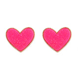 Neon Pink heart stud earrings