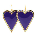 Purple Heart enamel earrings with bling trim