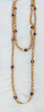 *Mustard Yellow & Leopard Crystal Beaded 60" Layering Necklace*