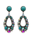 Turquoise and Bling Stones Teardrop dangle earrings