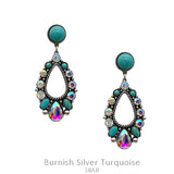 Turquoise and Bling Stones Teardrop dangle earrings