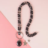 Black Crystal Necklace with dangle pendant