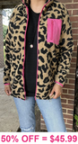 Leopard Shacket with pink pocket