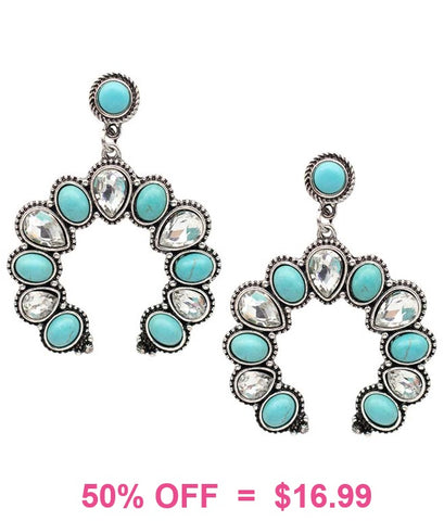 Bling & Turquoise squash blossom earrings