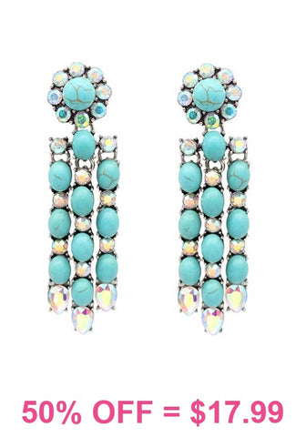 Turquoise & Bling dangle Western earrings