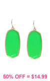 Lime oval earrings with bling trim