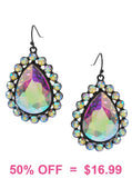 Bling AB Rhinestone teardrop earrings - Black