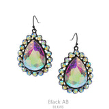 Bling AB Rhinestone teardrop earrings - Black