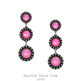 Pink Rhinestone bling triple dangle earrings