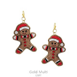 Beaded Gingerbread man earrings