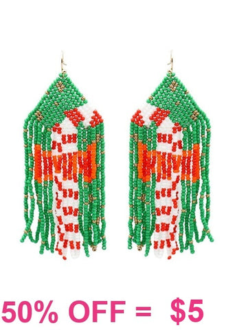 Candy cane fringe earrings