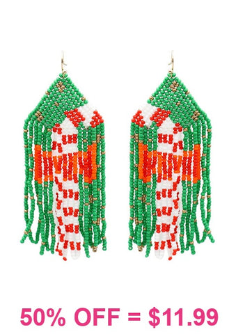 Candy cane fringe earrings