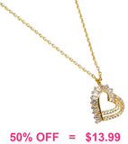 Bling baguette Gold heart necklace