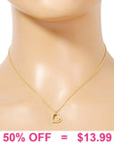 Bling baguette Gold heart necklace