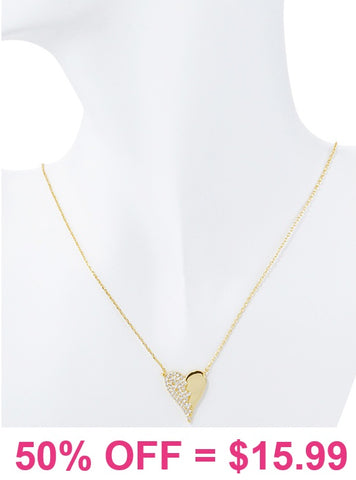 Half Bling /Half Gold heart necklace