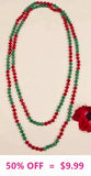 Green & Red Crystal 60" Layering Necklace