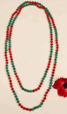 Green & Red Crystal 60" Layering Necklace