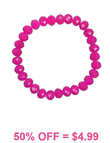 Hot Pink Crystal Stretch Bracelet