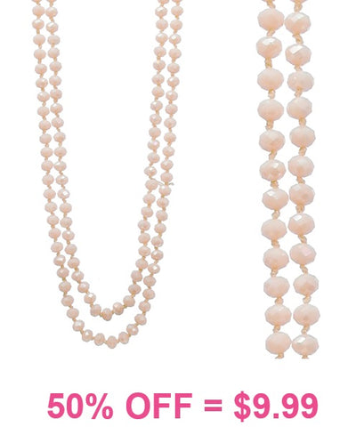 Cream Crystal 60" Long Layering Necklace