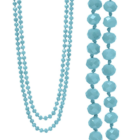 Light Baby Blue Crystal 60" Layering Necklace