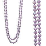 Lavender Purple Crystal Long Beaded 60" Layering Necklace