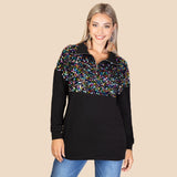 Black Pullover with colorful sequins