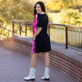 Half Black, Pink Cowgirl boot print dress