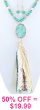 Turquoise Necklace with druzy stone and tassel