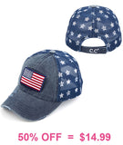 USA FLAG BLUE DENIM CAP HAT