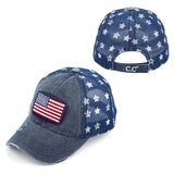 USA FLAG BLUE DENIM CAP HAT