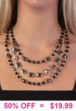 Black 3 Layer crystal beaded necklace