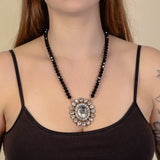 Black Crystal necklace with bling bling pendant