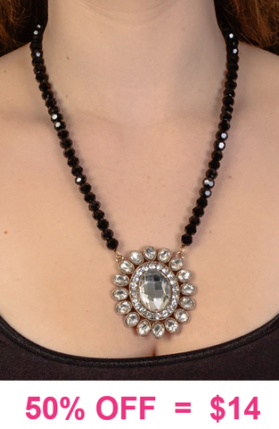 Black Crystal necklace with bling bling pendant