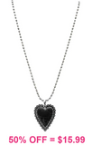 Black Stone Heart Pendant Ball Chain Necklace