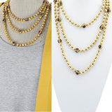 *Mustard Yellow & Leopard Crystal Beaded 60" Layering Necklace*