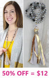 NEW ARRIVAL Grey crystal necklace with tassel