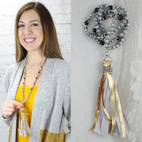 NEW ARRIVAL Grey crystal necklace with tassel