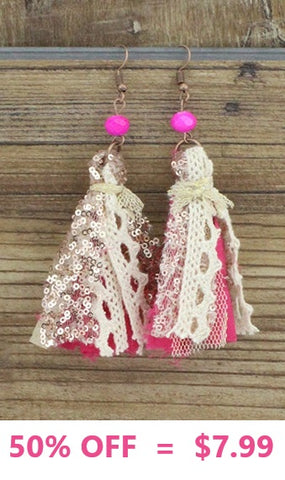 Motifs And Tassels Fabric Earrings at Rs 180/pair | हैंडमेड इयररिंग in  Mumbai | ID: 18381954833