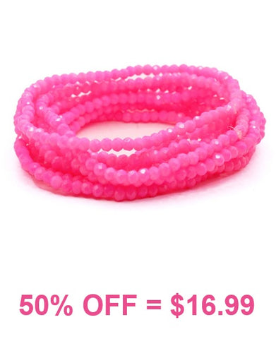 Pink Crystal bracelets 10 piece stack