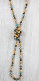 Mustard, Brown, Turquoise Crystal 60" Layering Necklace