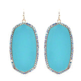 Turquoise Oval Earrings with bling trim