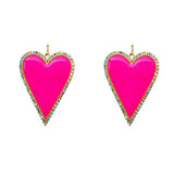 Hot Pink Heart earrings with bling trim