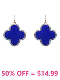 Blue Clover earrings with bling trim