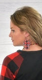 *Red Plaid Cross Earrings with Bling Trim*