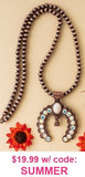 Copper Navajo Pearl Beaded Necklace with Bling Squash pendant