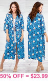 Blue Leopard, Daisy Flower print, Duster