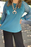 Teal top lace sleeves