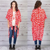 Red & White Heart Kimono Duster