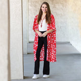 Red & White Heart Kimono Duster