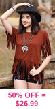 3X : Brown fringe top